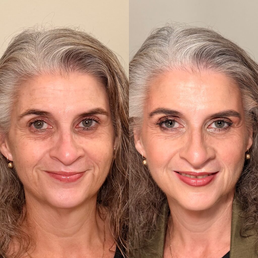 Makeup transformation, before and after by Adam Buechner
